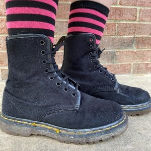 Dr Martens 1460 Black Velvet Combat Boots Size 6